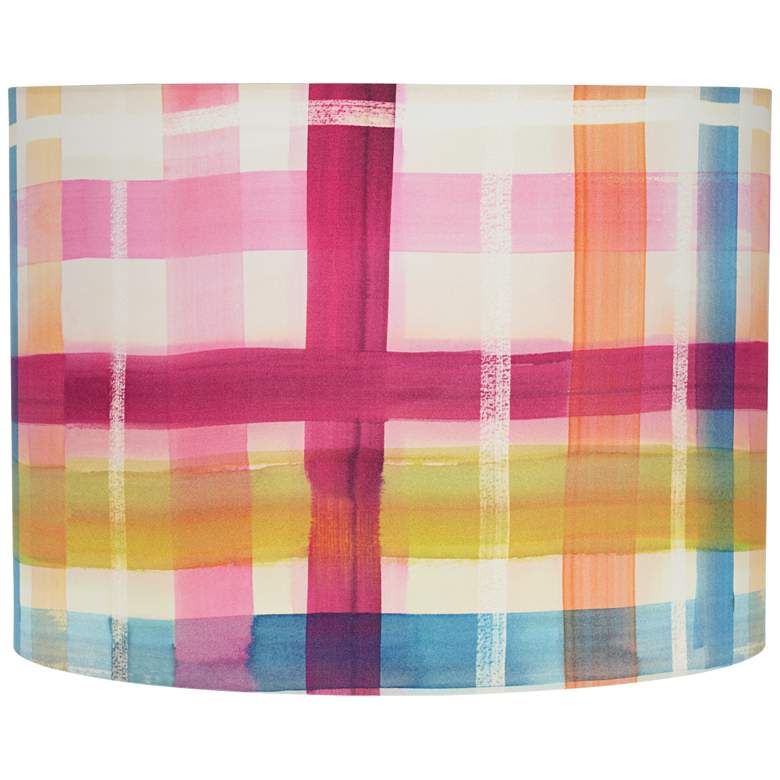 Image 1 Multi-Color Plaid Drum Lamp Shade 15x15x11 (Spider)