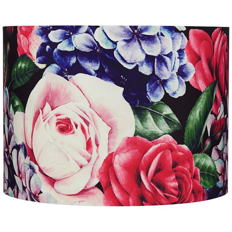 Image 1 Multi-Color Rose Floral Drum Lamp Shade 15x16x11 (Spider)