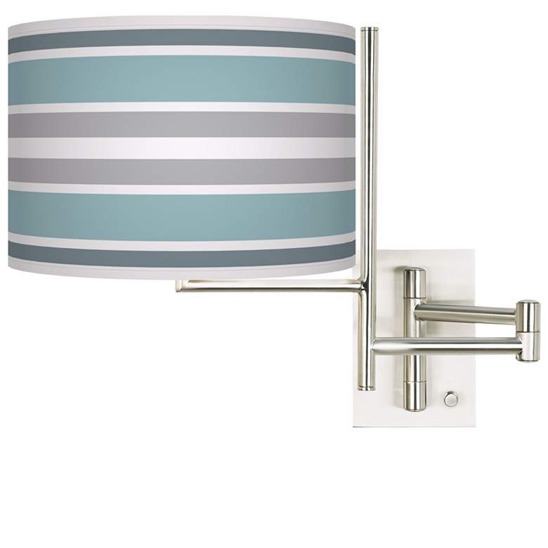 Image 1 Multi Color Stripes Brushed Nickel Swing Arm Wall Lamp