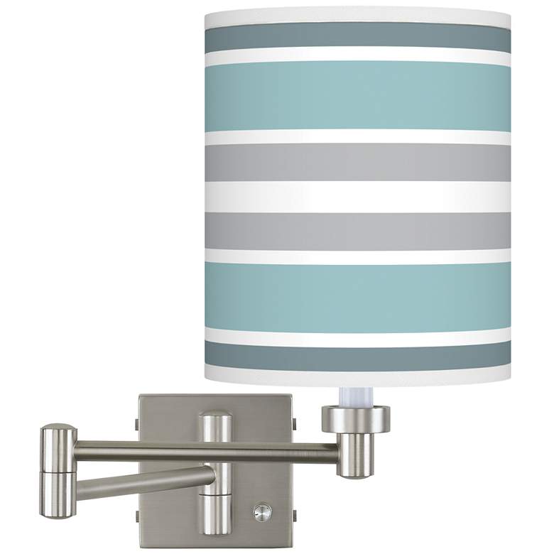 Image 1 Multi Color Stripes Brushed Nickel Swing Arm Wall Lamp