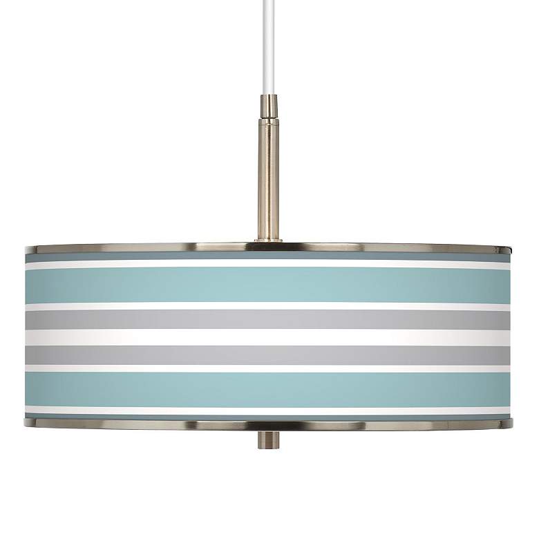 Image 1 Multi Color Stripes Giclee Glow 16 inch Wide Pendant Light