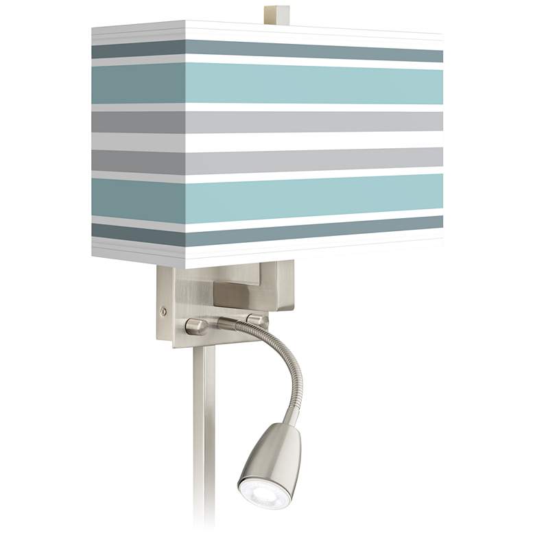 Image 1 Multi Color Stripes Giclee LED Reading Light Plug-In Sconce