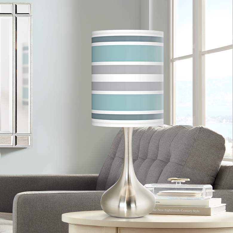 Image 1 Multi Color Stripes Giclee Modern Coastal Droplet Table Lamp