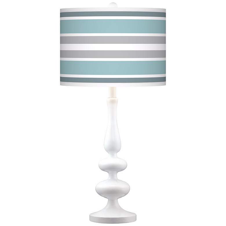 Image 1 Multi Color Stripes Giclee Paley White Table Lamp