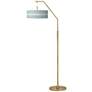 Multi Color Stripes Giclee Warm Gold Arc Floor Lamp