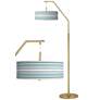 Multi Color Stripes Giclee Warm Gold Arc Floor Lamp