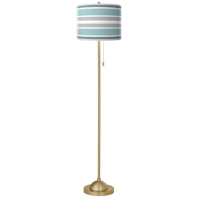 Image 2 Multi Color Stripes Giclee Warm Gold Stick Floor Lamp