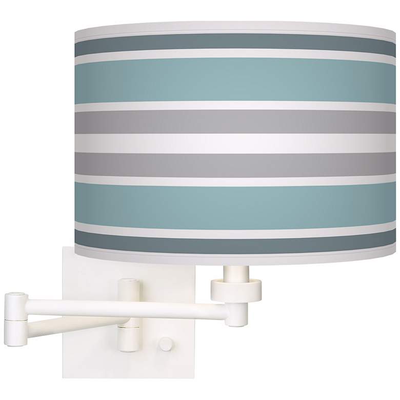 Image 1 Multi Color Stripes Giclee White Swing Arm Wall Light