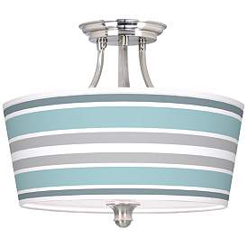 Image1 of Multi Color Stripes Tapered Drum Giclee Ceiling Light