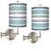 Multi Color Stripes Tessa Brushed Nickel Wall Lamps Set of 2