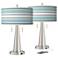 Multi Color Stripes Vicki Nickel USB Table Lamps Set of 2