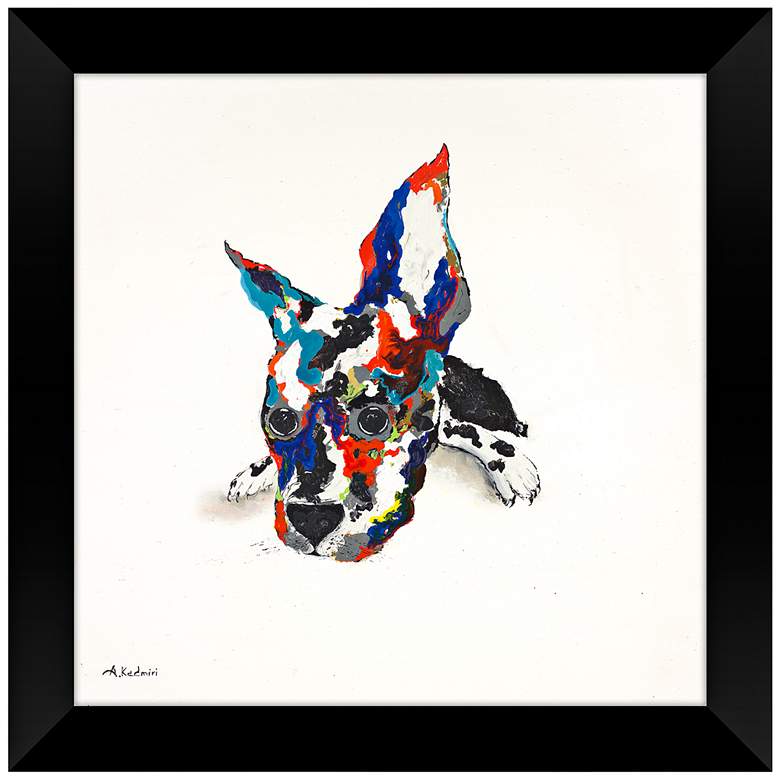 Image 1 Multi-Colored Adorable 28 inch Square Puppy Framed Wall Art