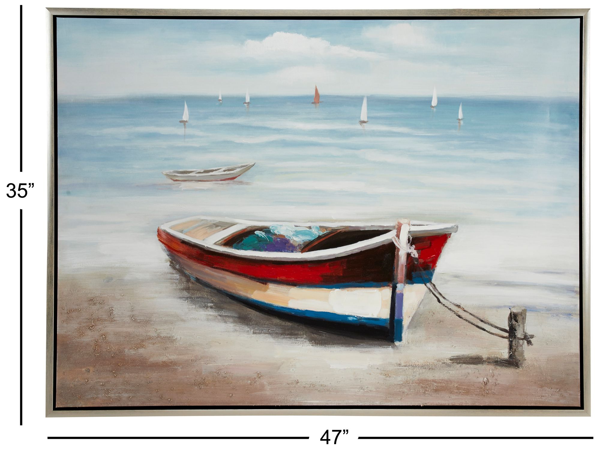 Image 7 Multi Colored Canvas Coastal Framed Wall Art, 47" x 2" x 36" more views