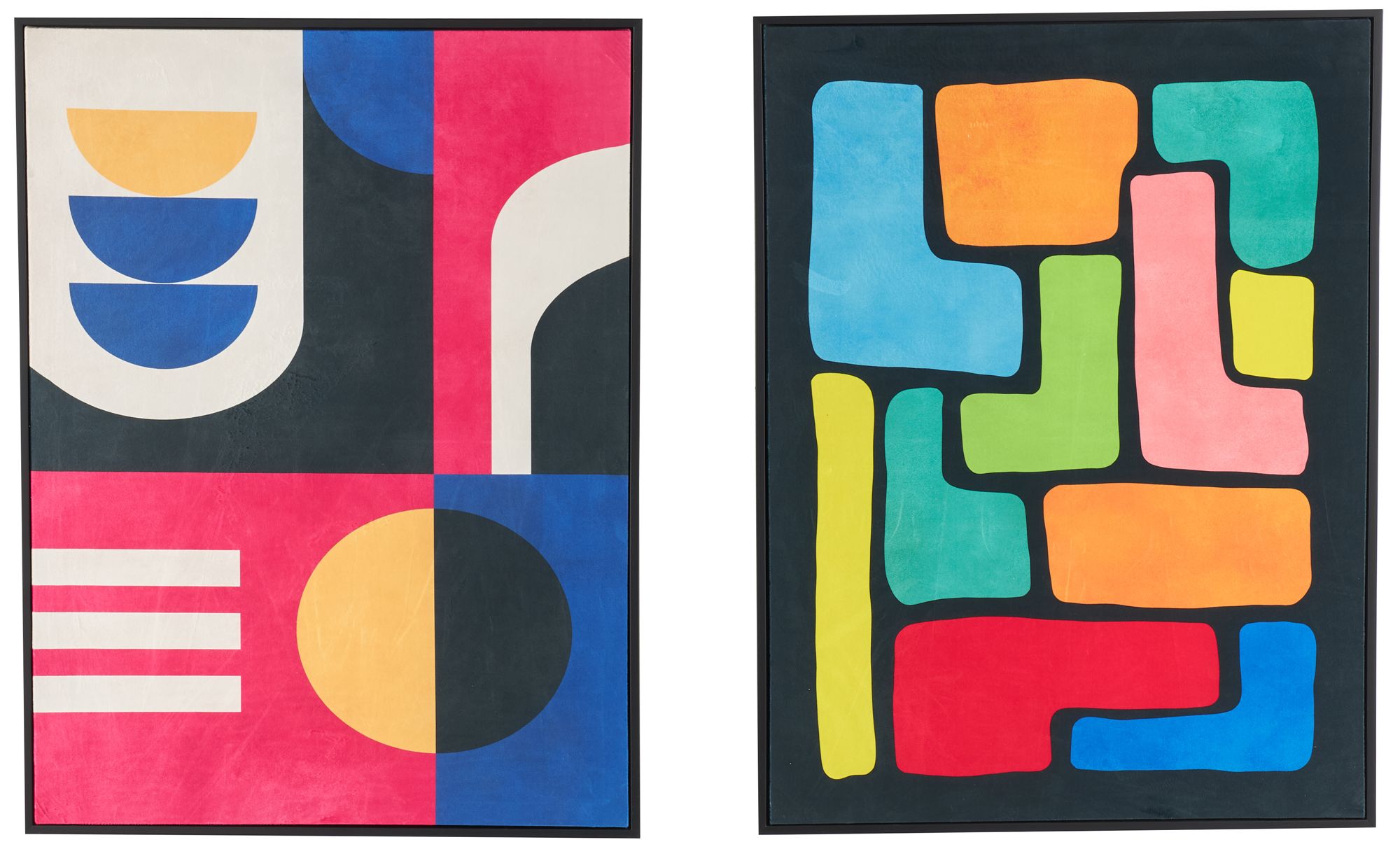 Image 2 Multi Colored Canvas Modern Framed Wall Art, S/2 25"W, 33"H