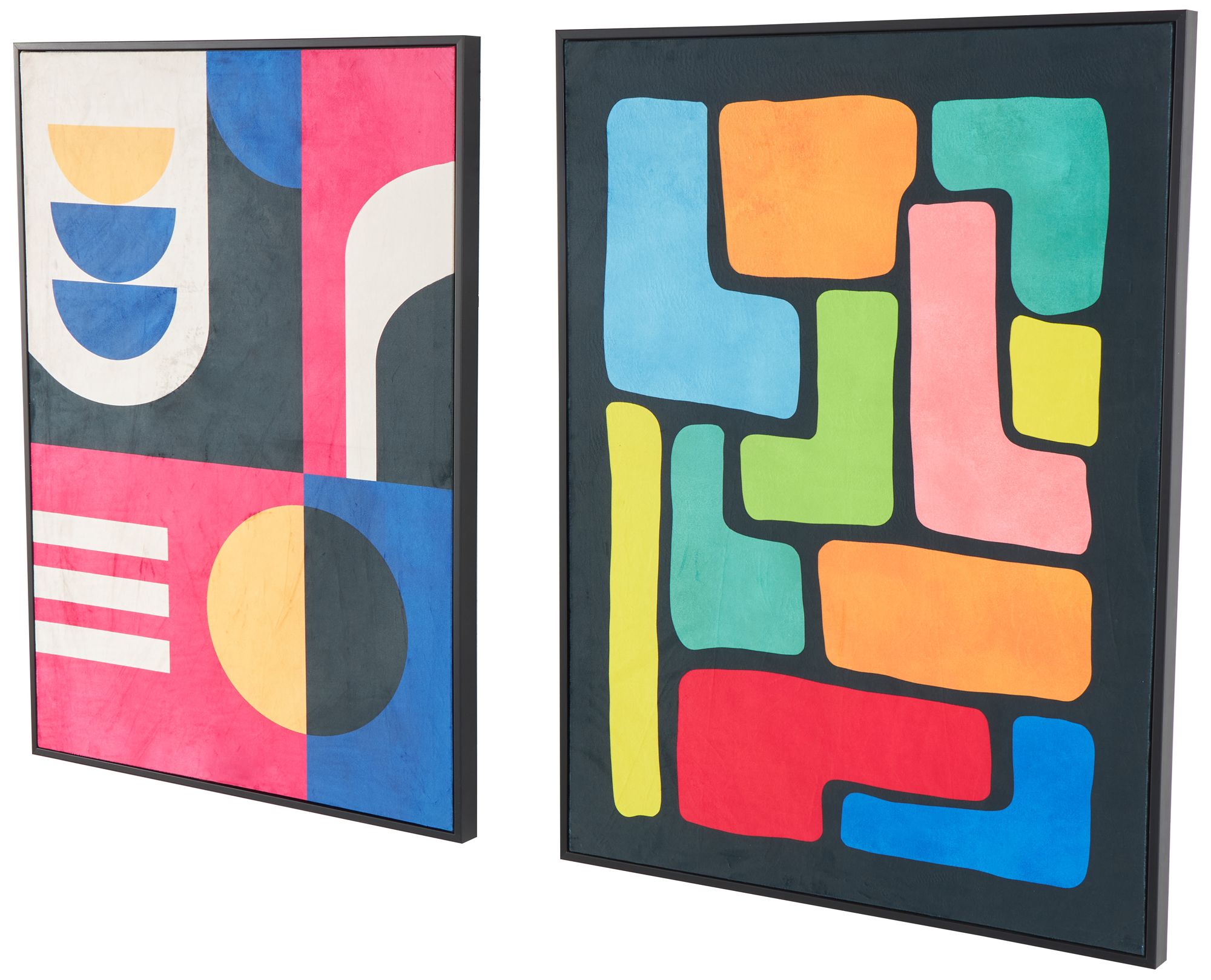 Image 6 Multi Colored Canvas Modern Framed Wall Art, S/2 25"W, 33"H more views