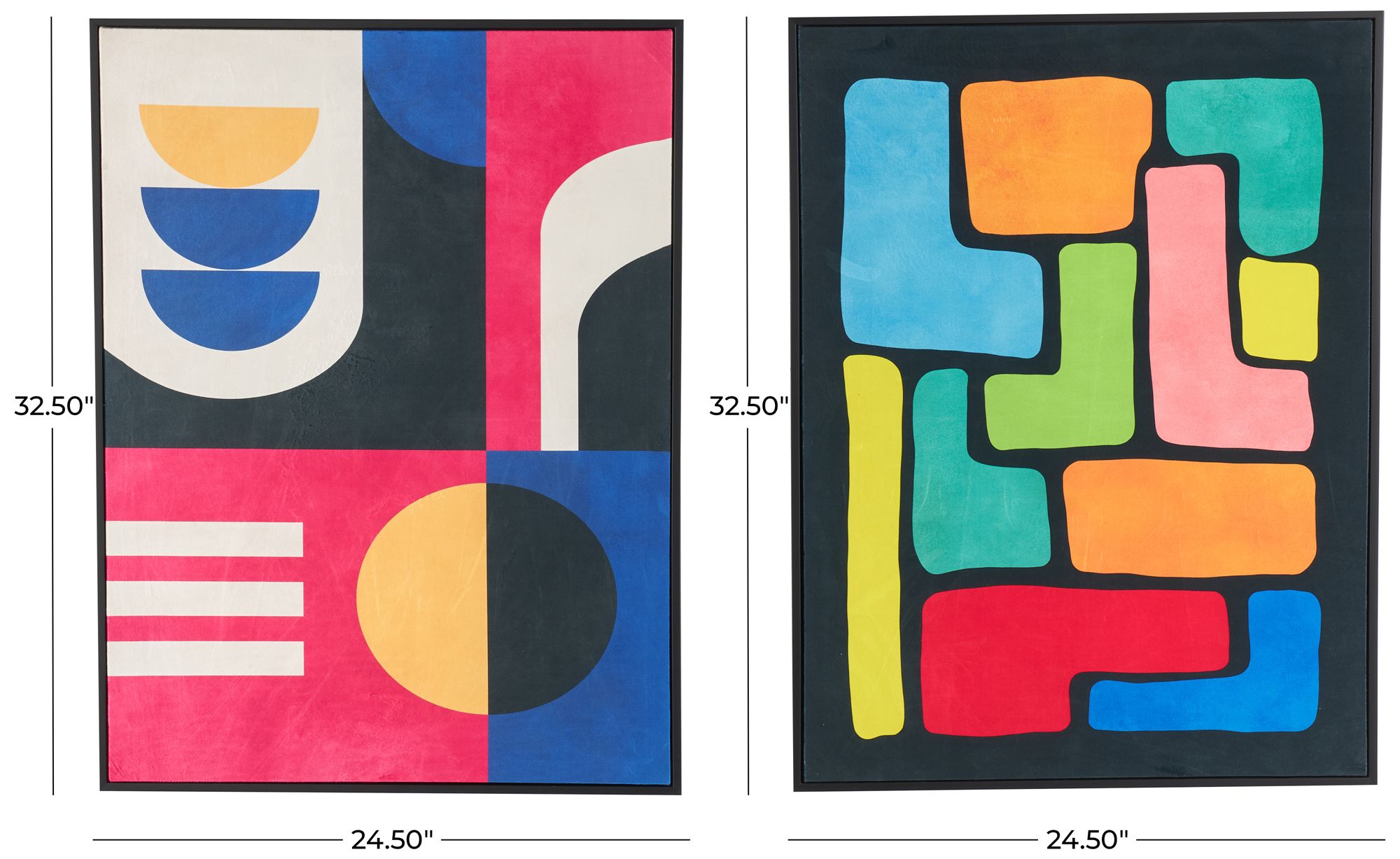 Image 7 Multi Colored Canvas Modern Framed Wall Art, S/2 25"W, 33"H more views