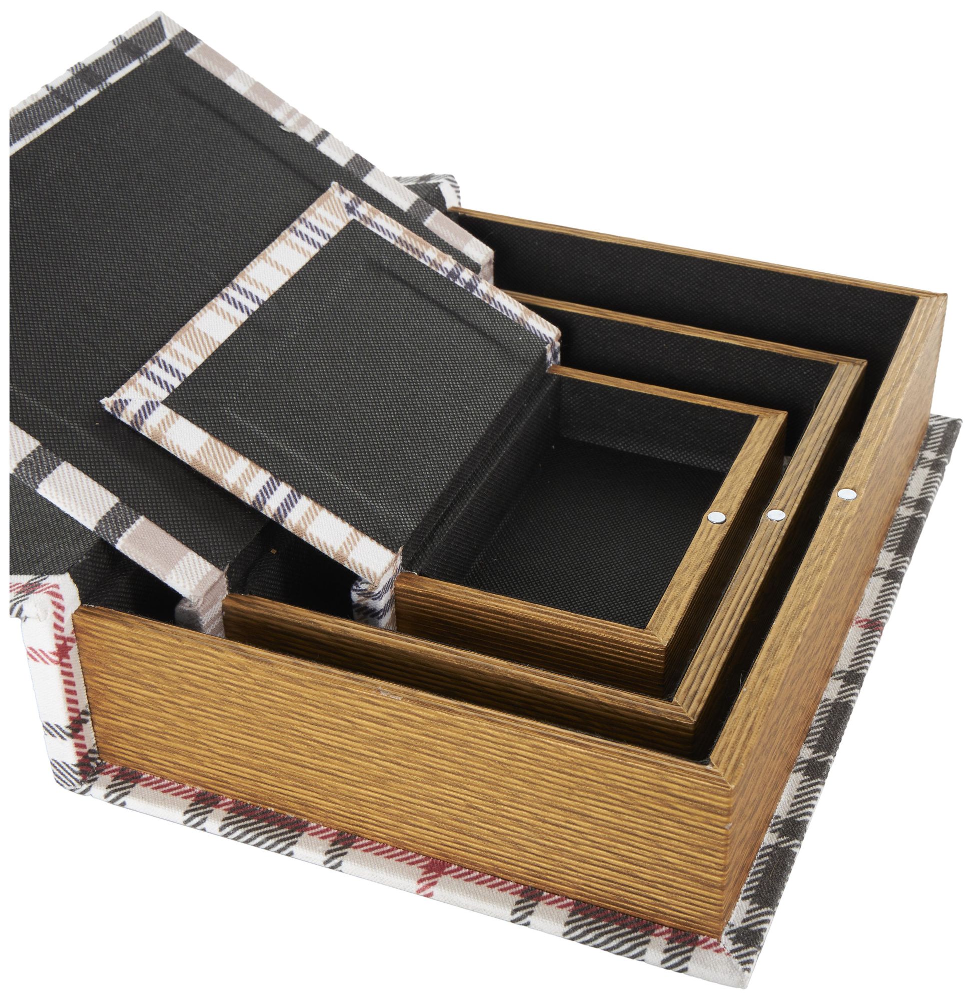 Image 3 Multi Colored Canvas Traditional Box, S/3 12", 9", 6"H more views