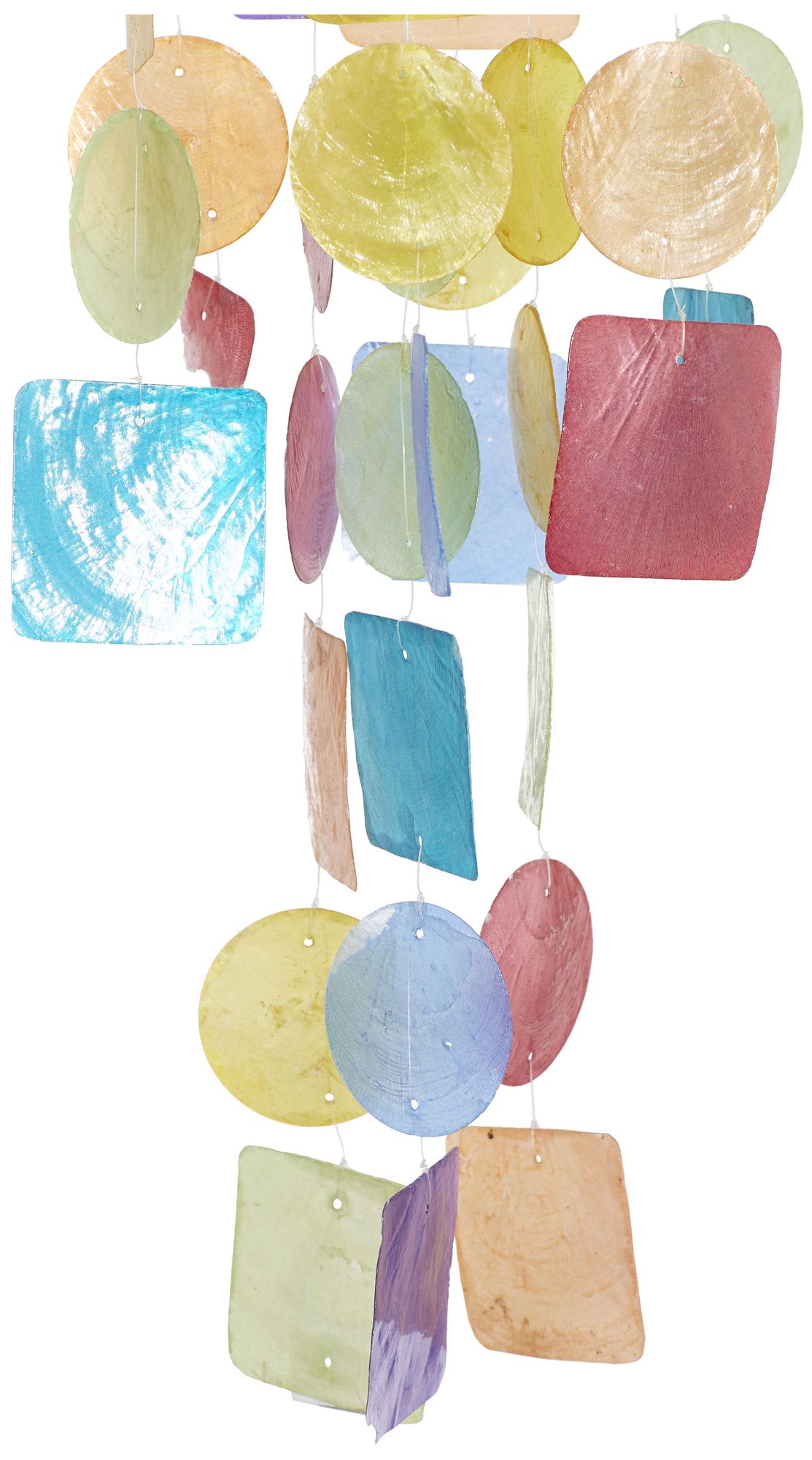 Image 2 Multi Colored Capiz Shell Coastal Windchime, 6" x 6" x 25" more views