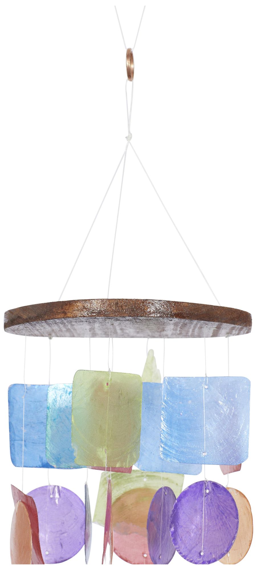 Image 3 Multi Colored Capiz Shell Coastal Windchime, 6" x 6" x 25" more views