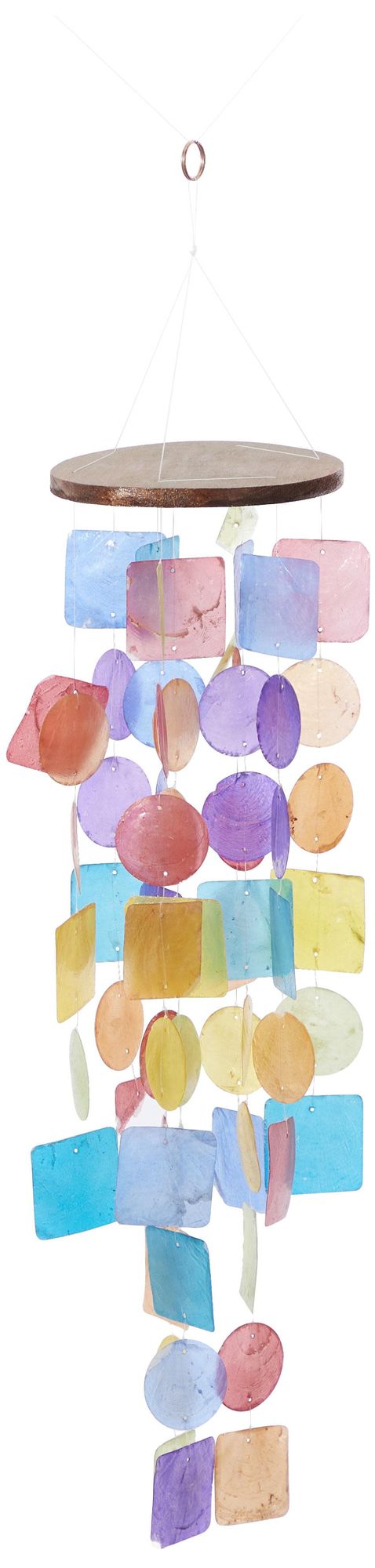 Image 5 Multi Colored Capiz Shell Coastal Windchime, 6" x 6" x 25" more views