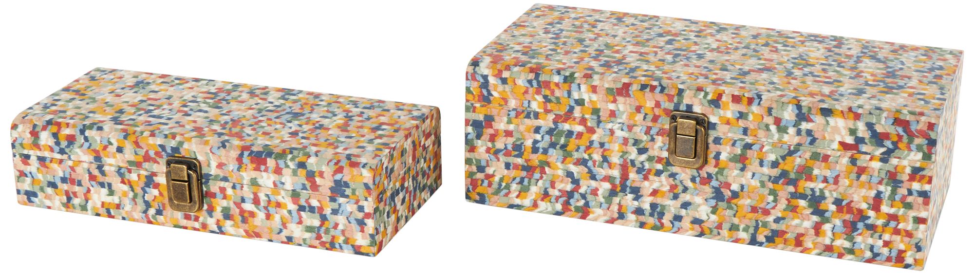 Image 2 Multi Colored Fabric Traditional Box, S/2 16", 14"H