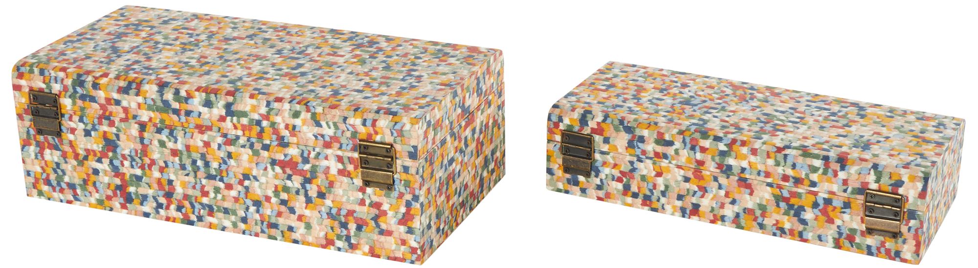 Image 5 Multi Colored Fabric Traditional Box, S/2 16", 14"H more views