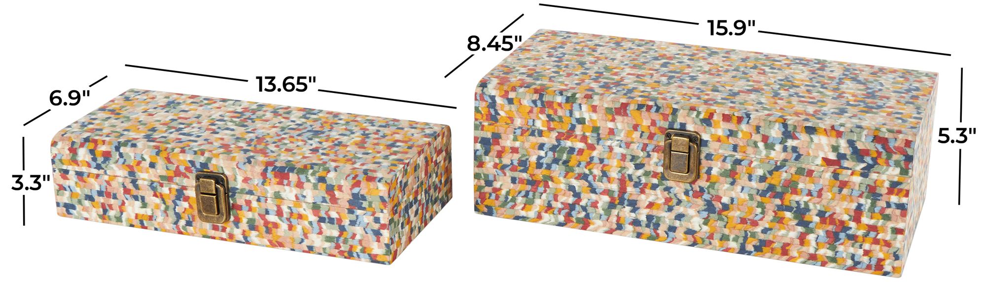 Image 7 Multi Colored Fabric Traditional Box, S/2 16", 14"H more views