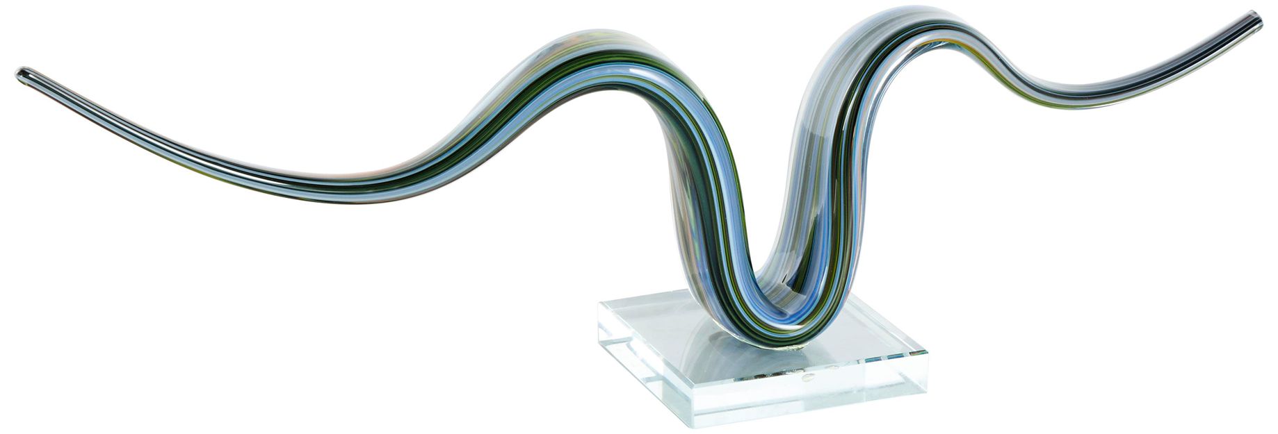Image 5 Multi Colored Glass Contemporary Sculpture, 20" x 4" x 6" more views