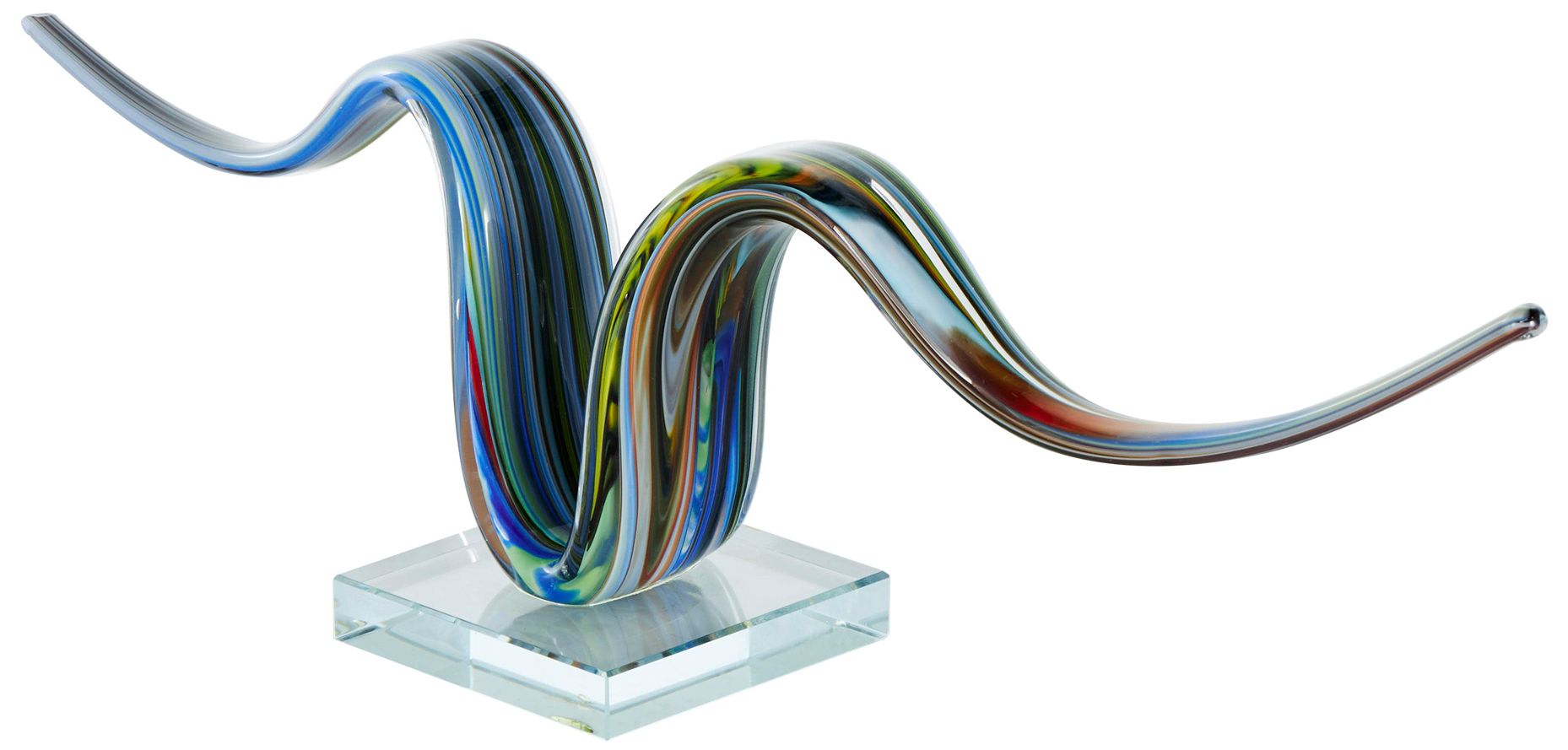 Image 6 Multi Colored Glass Contemporary Sculpture, 20" x 4" x 6" more views