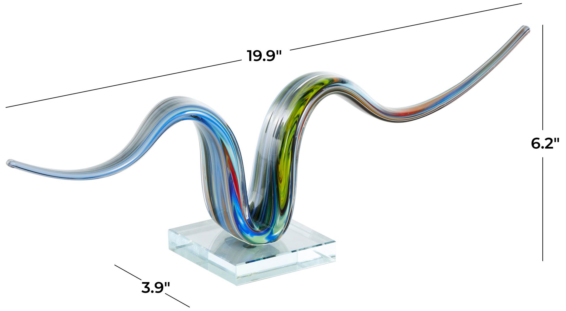 Image 7 Multi Colored Glass Contemporary Sculpture, 20" x 4" x 6" more views