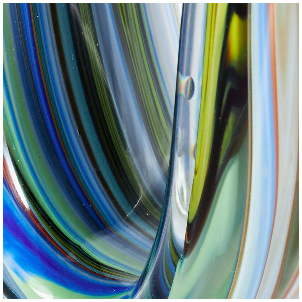 Multi Colored Glass Contemporary Sculpture, 20" x 4" x 6"
