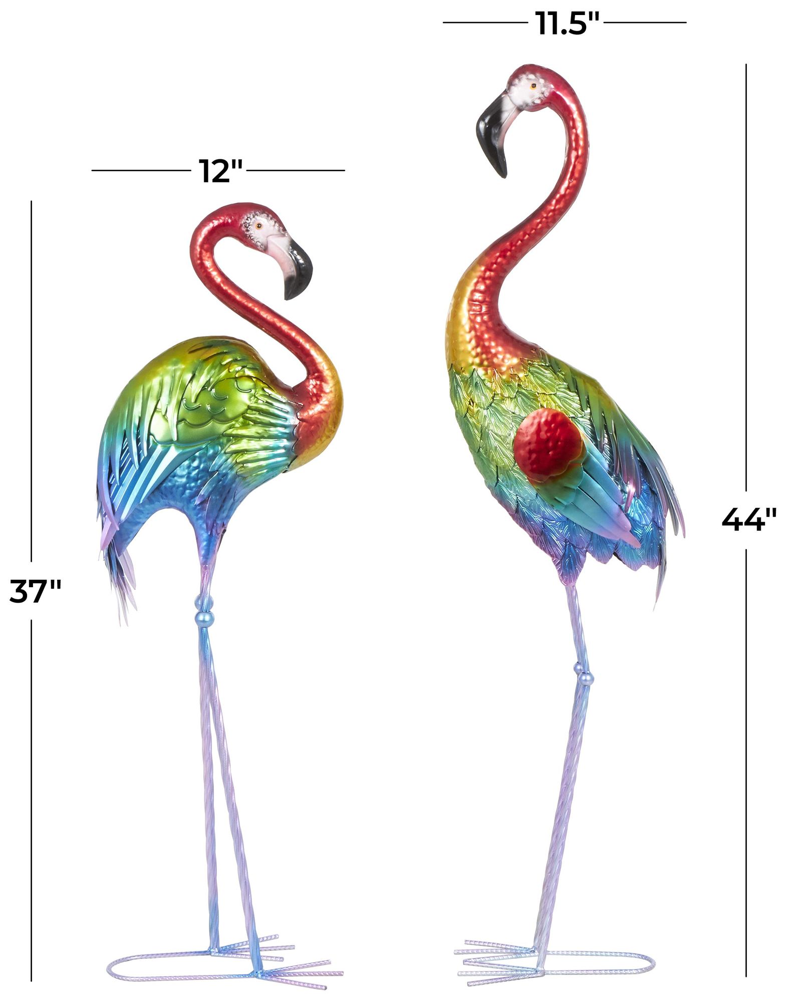 Image 7 Multi Colored Metal Country Cottage Garden Sculpture, S/2 44", 37"H more views