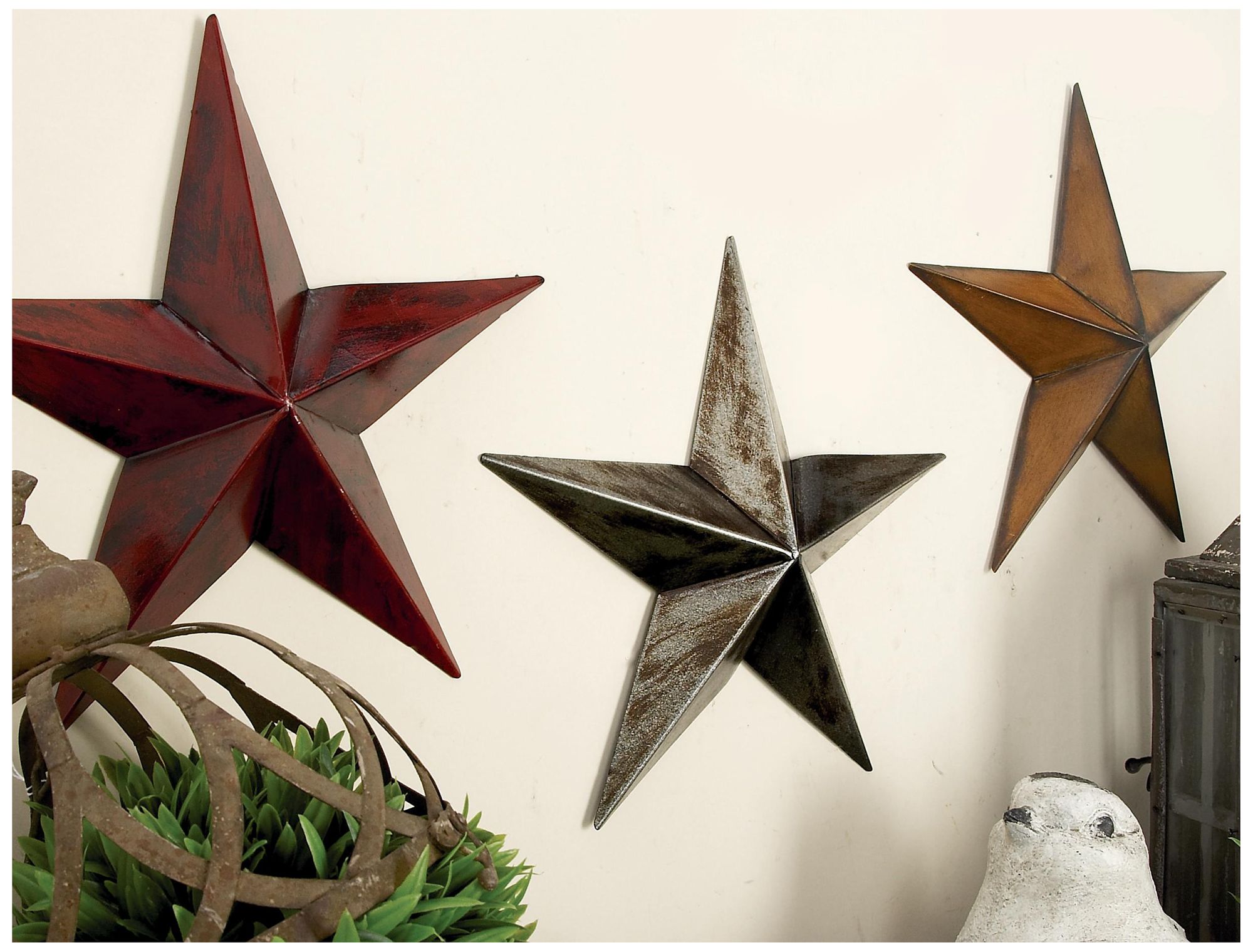 Image 4 Multi Colored Metal Rustic Wall Decor, S/3 13", 13", 13"H more views