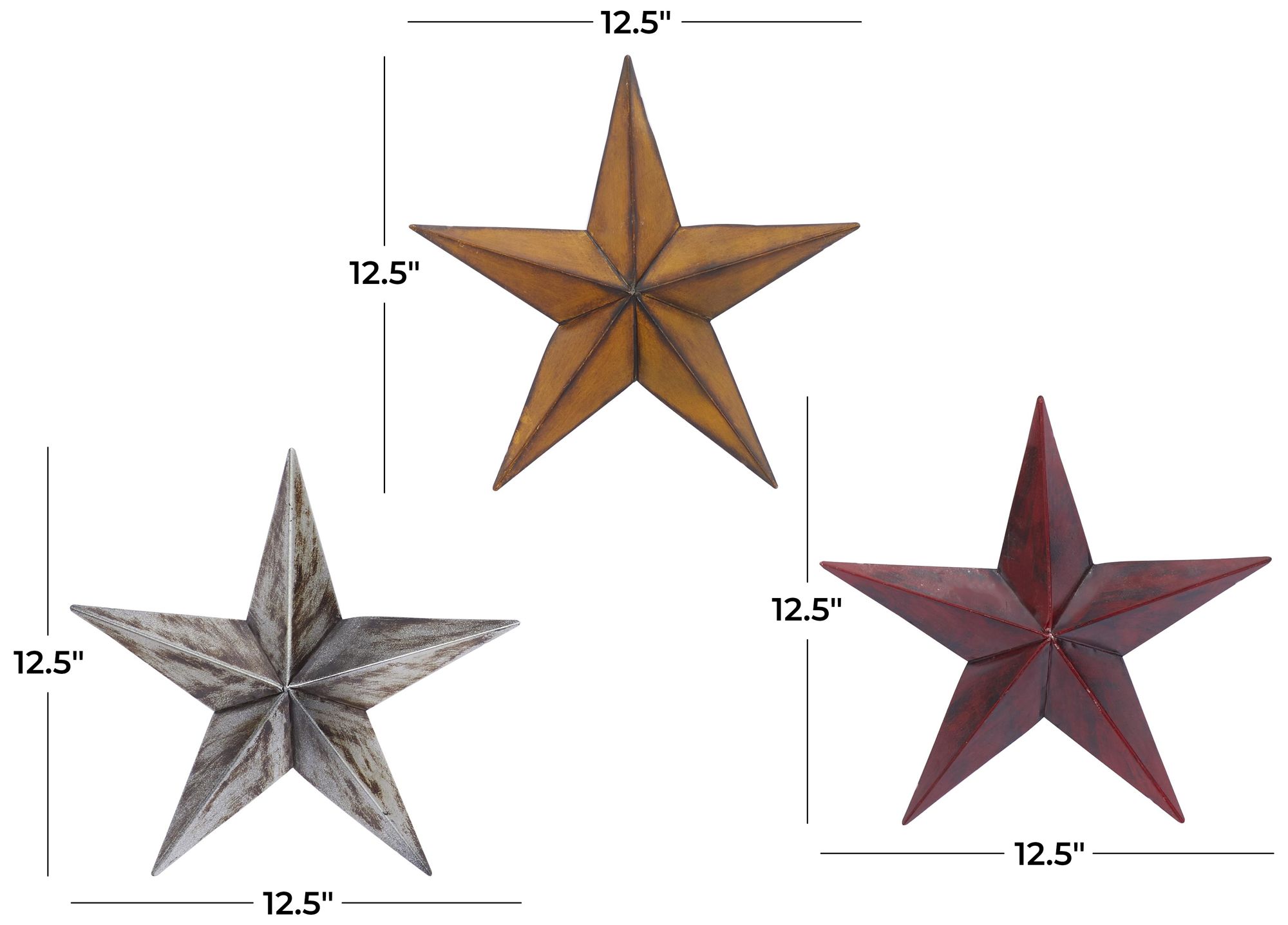 Image 7 Multi Colored Metal Rustic Wall Decor, S/3 13", 13", 13"H more views
