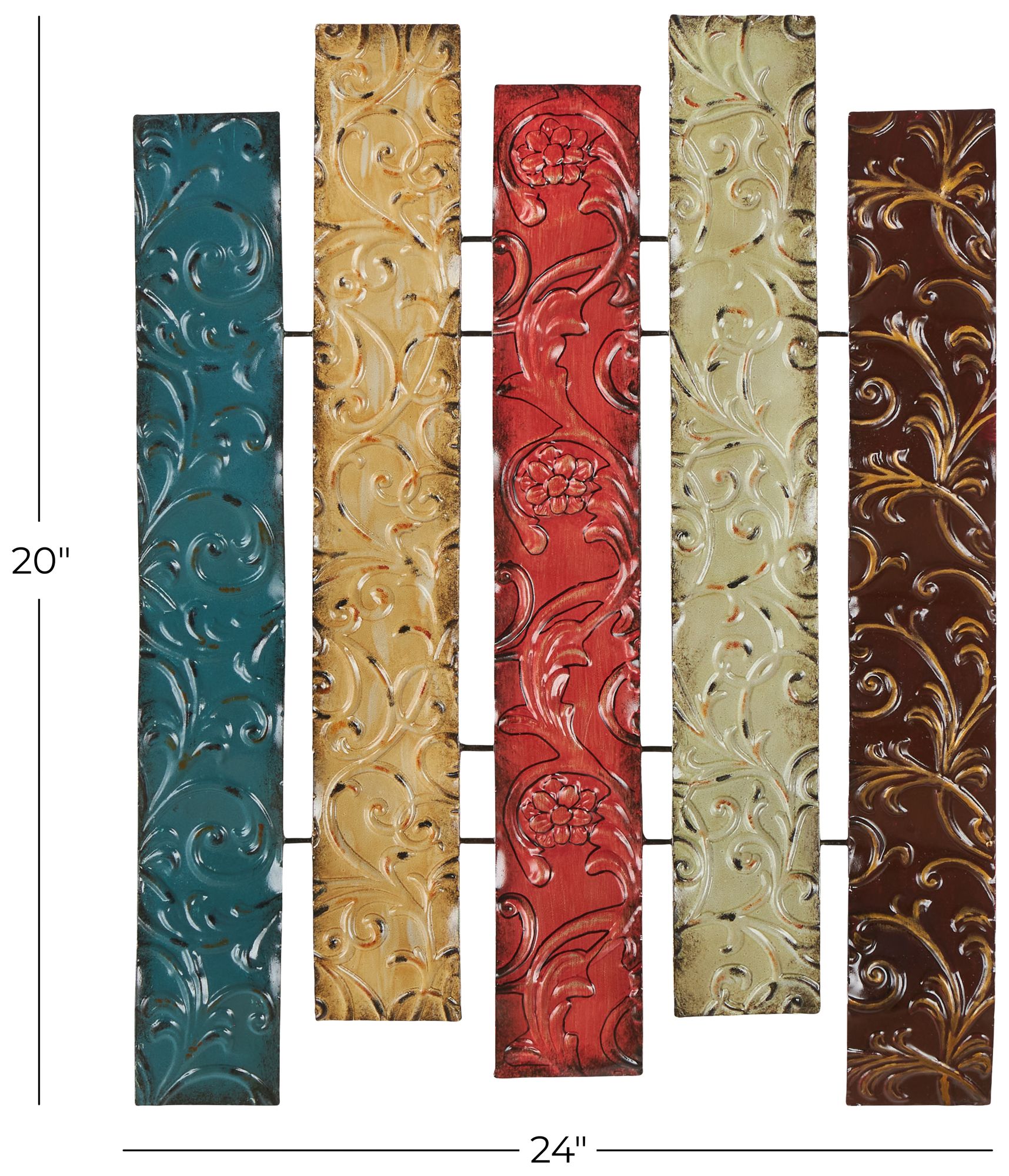 Image 7 Multi Colored Metal Traditional Wall Decor, 24" x 1" x 20" more views