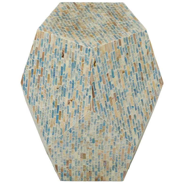 Image 1 Multi Colored Mother of Pearl Shell Accent Table, 16" x 16" x 19"