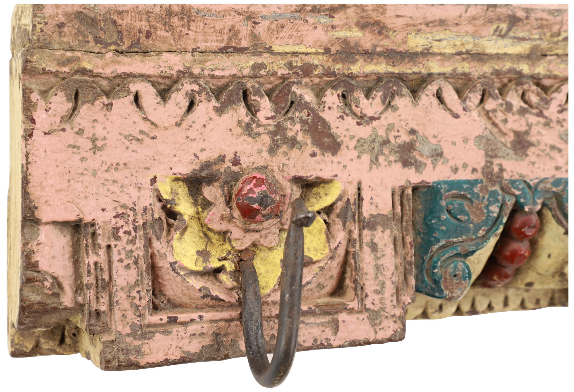 Image 3 Multi Colored Wood Vintage Wall Hook, 17" x 5" x 6" more views