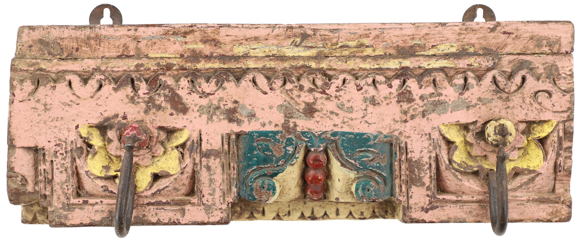 Image 6 Multi Colored Wood Vintage Wall Hook, 17" x 5" x 6" more views