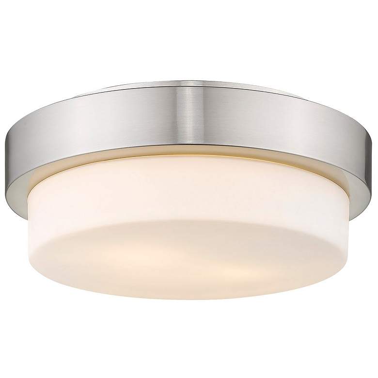 Image 1 Multi-Family 10 1/2 inch Wide Pewter 2-Light Flush Mount With Opal Glass