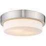 1_Multi-Family 10 1/2" Wide Pewter 2-Light Flush Mount With Opal Glass
