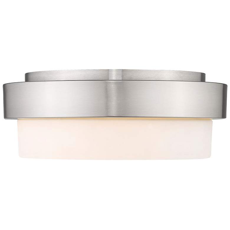 Image 2 Multi-Family 10 1/2" Wide Pewter 2-Light Flush Mount With Opal Glass more views