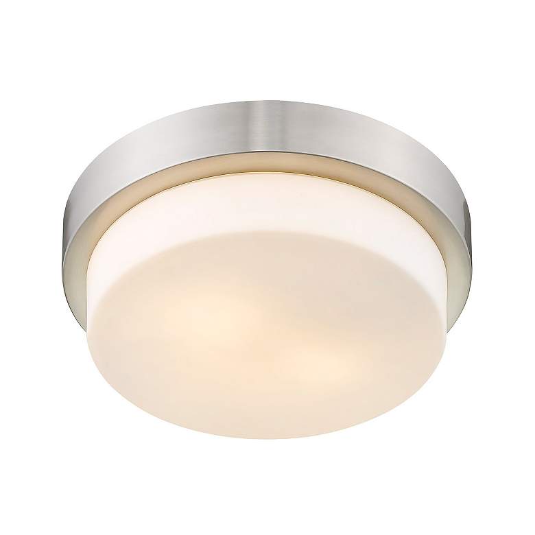 Image 3 Multi-Family 10 1/2" Wide Pewter 2-Light Flush Mount With Opal Glass more views