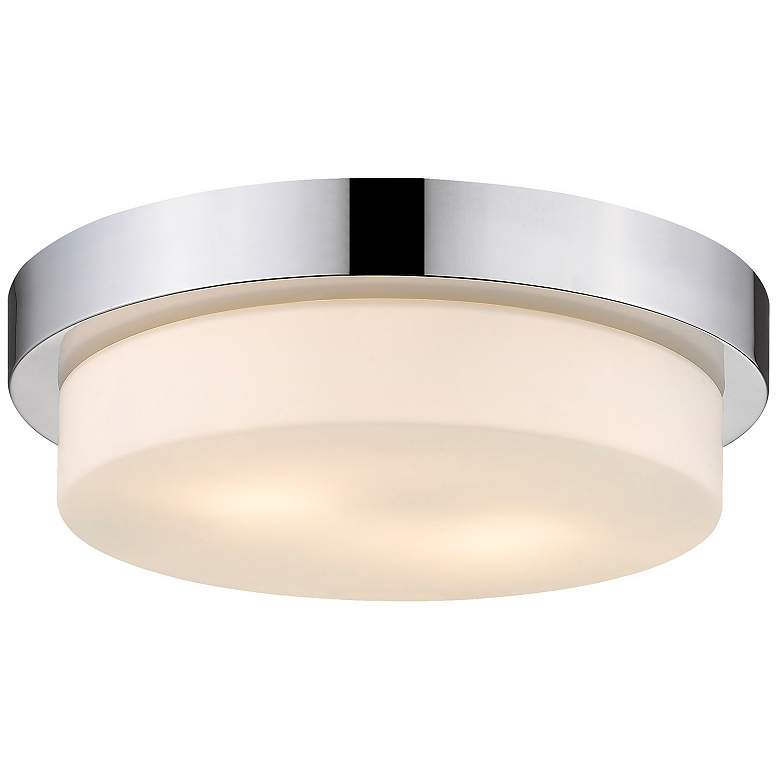 Image 1 Multi-Family 13 inch Wide 2-Light Flush Mount in Chrome with Opal