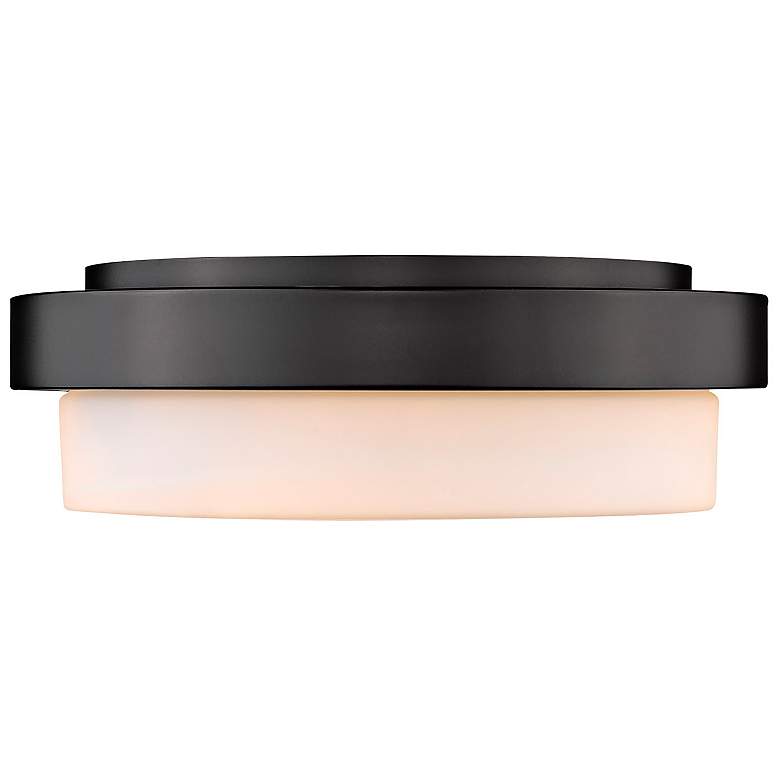 Image 4 Multi-Family 13" Wide Matte Black 2-Light Flush Mount With Opal Glass more views