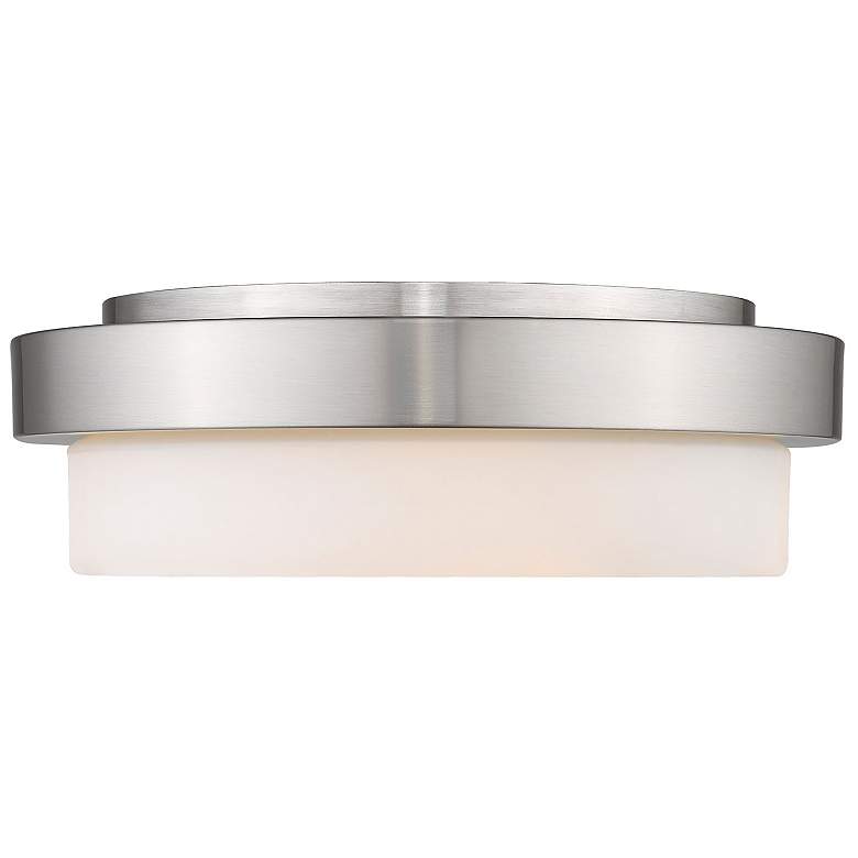 Image 2 Multi-Family 13" Wide Pewter 2-Light Flush Mount With Opal Glass more views