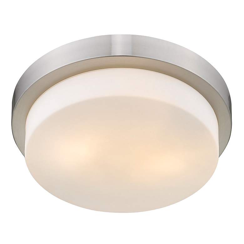 Image 3 Multi-Family 13" Wide Pewter 2-Light Flush Mount With Opal Glass more views