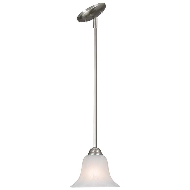 Image 1 Multi-Family 7 1/2" Wide Mini Pendant in Pewter with Marbled Glass