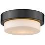 1_Multi-Family 8 1/2" Wide Matte Black 1-Light Flush Mount With Opal Gla