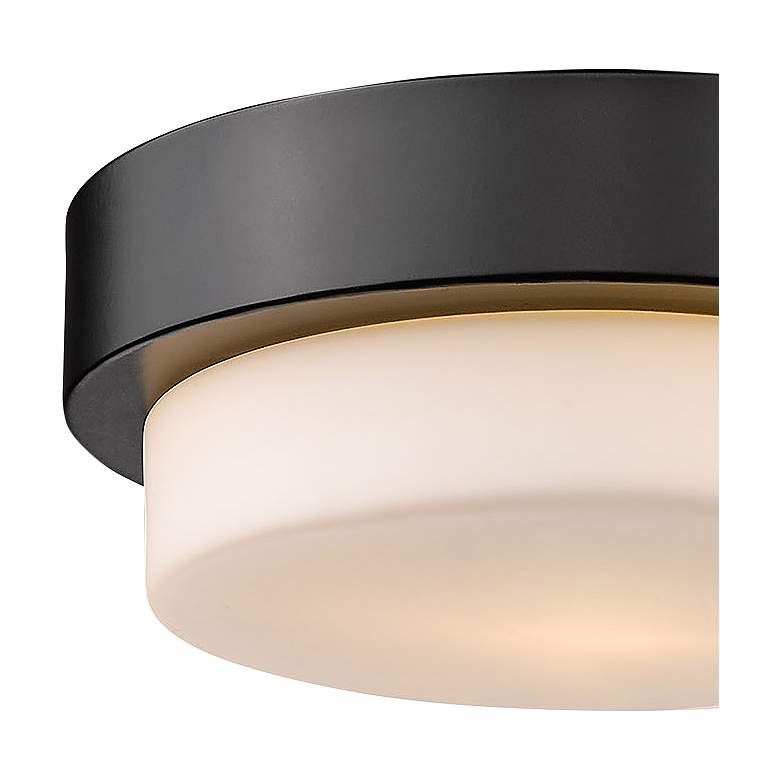 Image 2 Multi-Family 8 1/2 inch Wide Matte Black 1-Light Flush Mount With Opal Gla more views