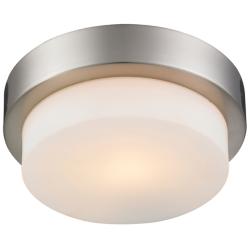 Multi-Family 8 1/2&quot; Wide Pewter 1-Light Flush Mount With Opal Glass